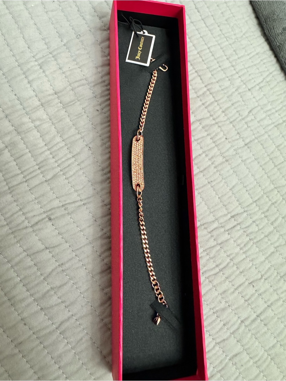 Juicy Couture Rose Gold Crystal ID Bracelet